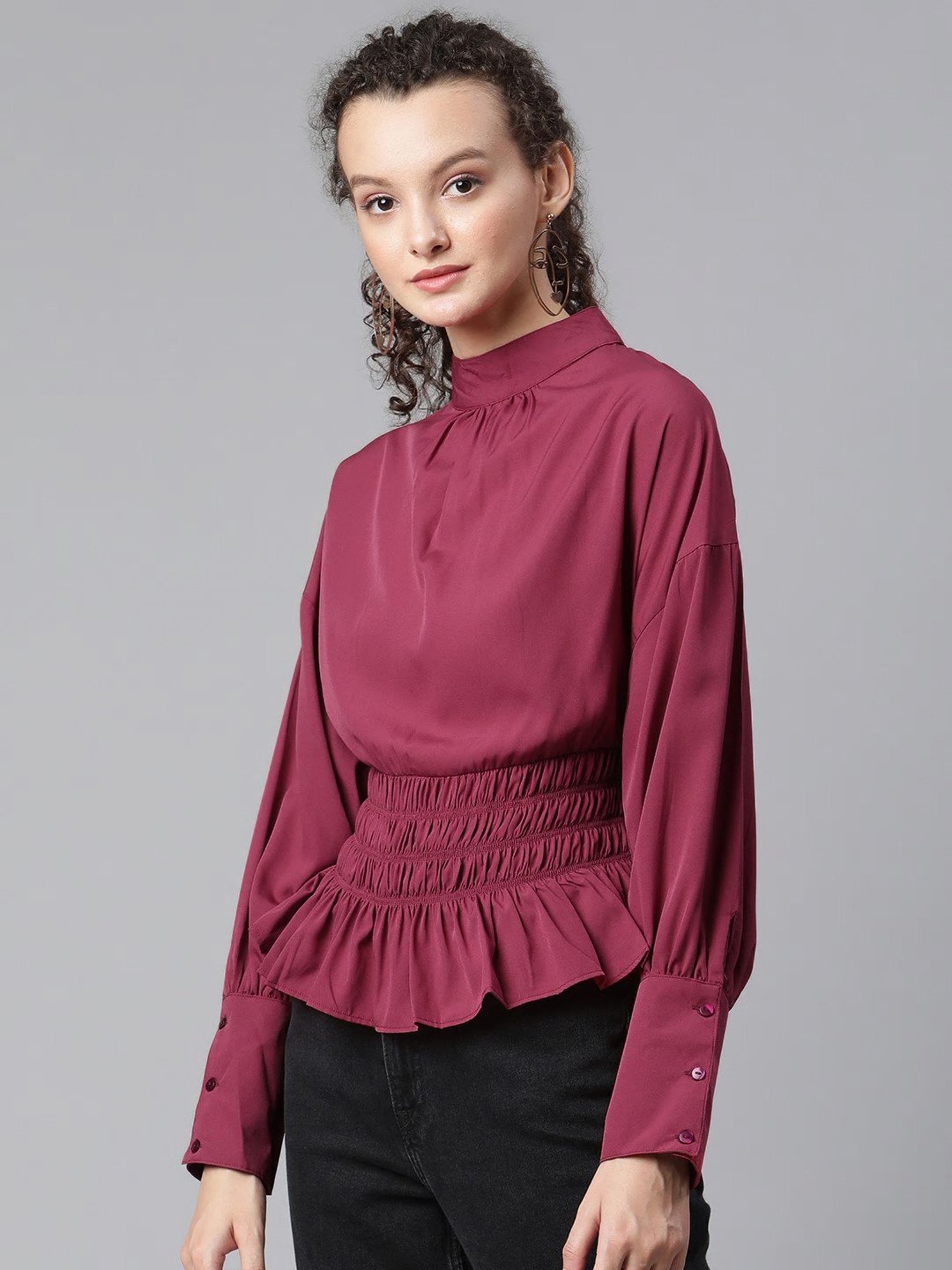 Melon by PlusS Maroon Round Neck Top