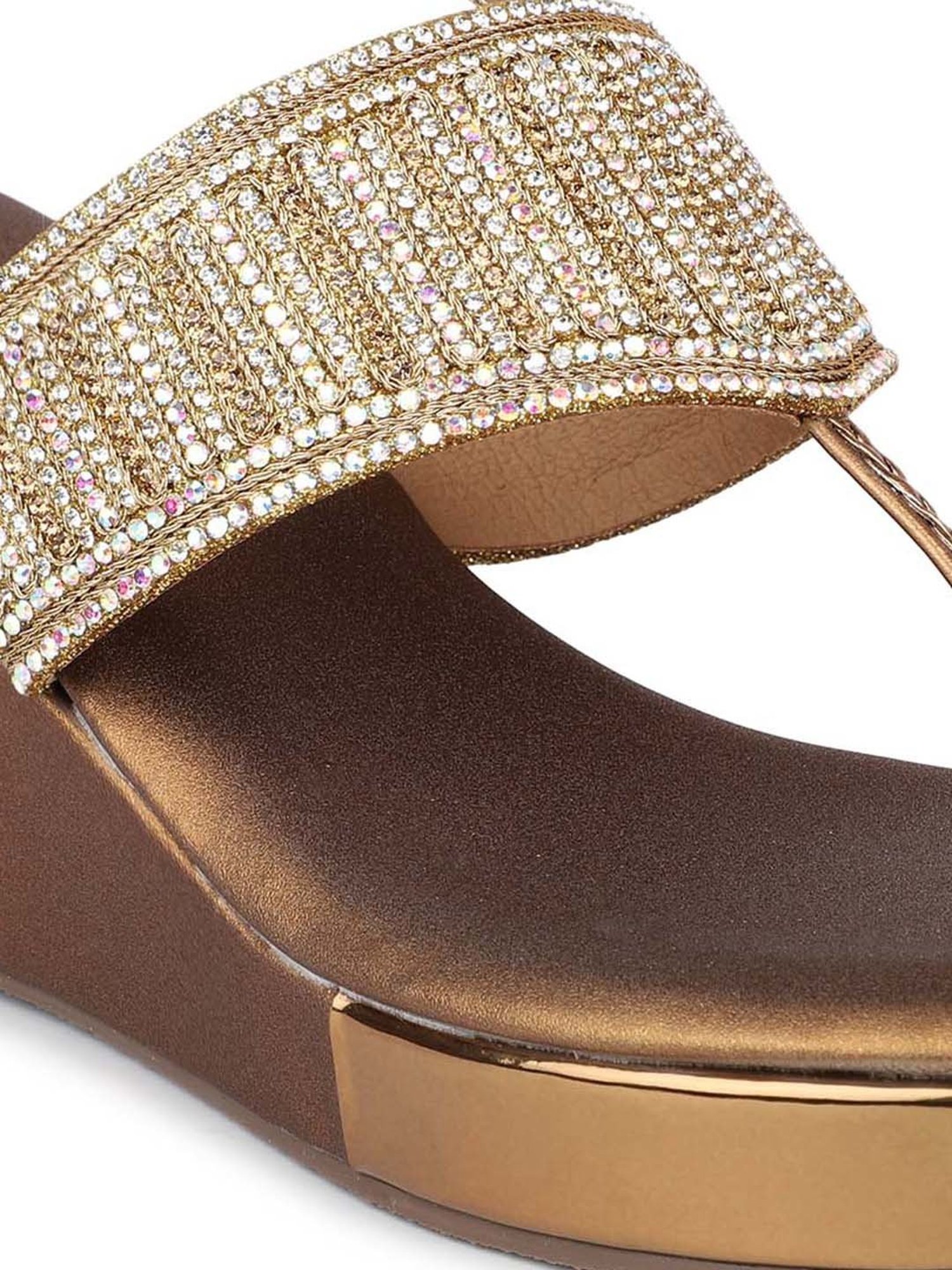 Inc 5 Women's Antique Gold Toe Ring Wedges