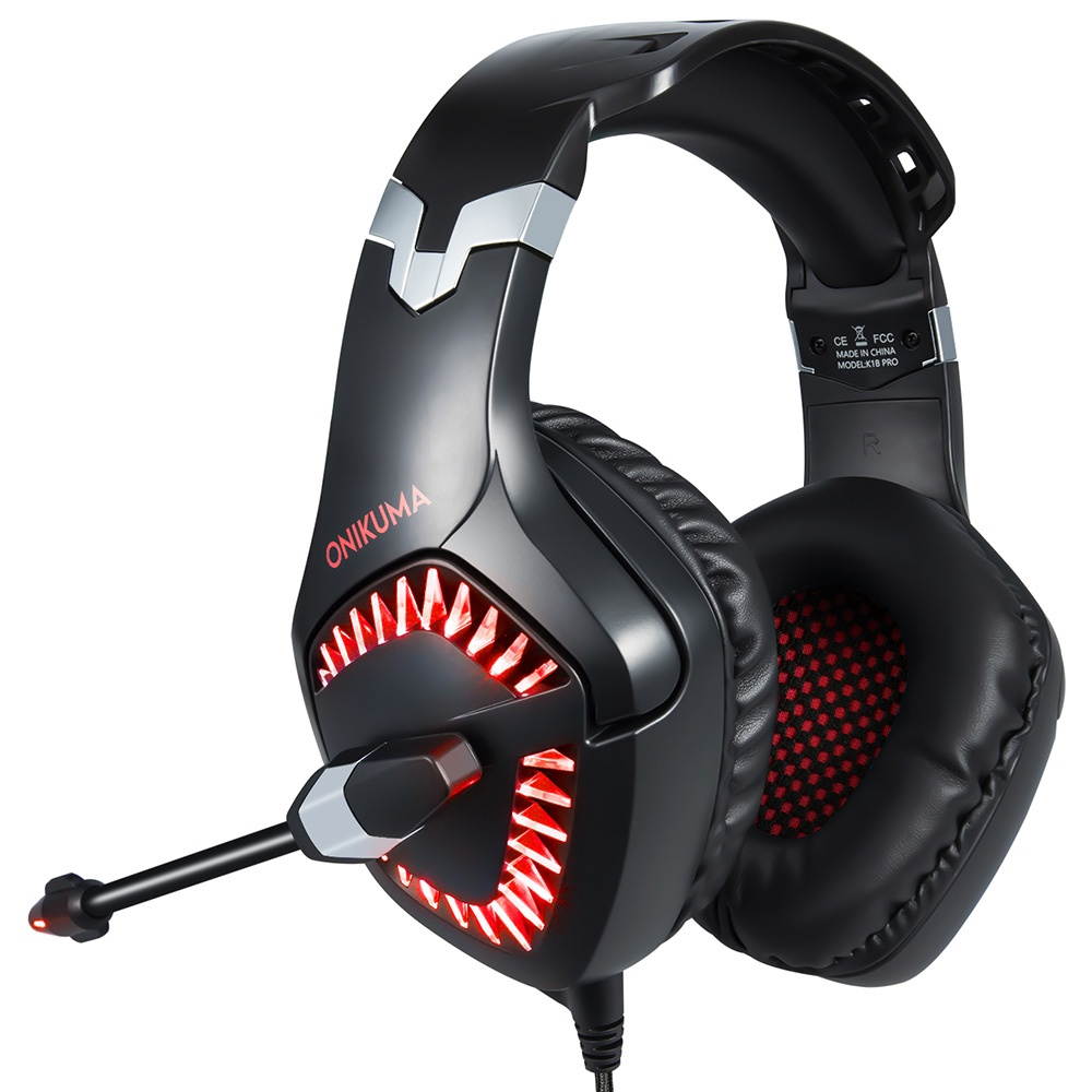 ONIKUMA K1B PRO Wired Gaming Headset with 50mm Driver Unit 3D Surround Stereo Sound Noise Reduction Mic USB+3.5mm Ports Red