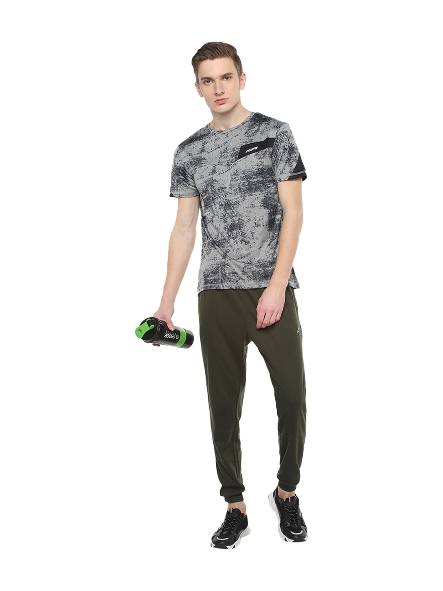 Furo by Red Chief Olive Regular Fit Cotton Joggers