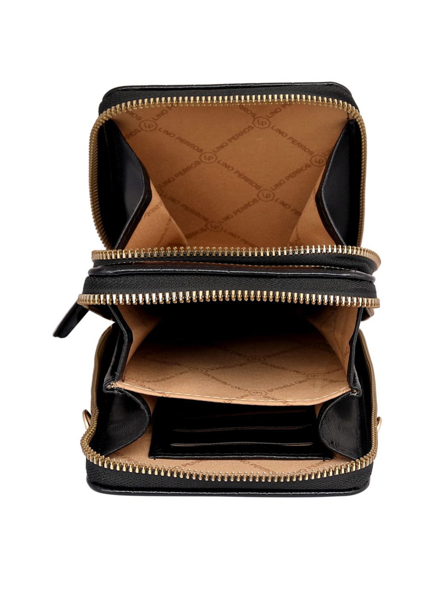 Lino Perros Black Textured Mobile Pouch