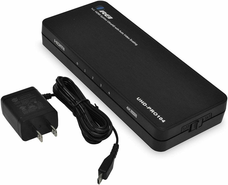 4K 1x4 HDMI Splitter Duplicater by OREI - With Down Scaler 4 Ports with Full Ultra HD, HDCP 2.2, Upto 4K at 60Hz, 1080p & 3D Supports EDID Control - UHD-PRO104