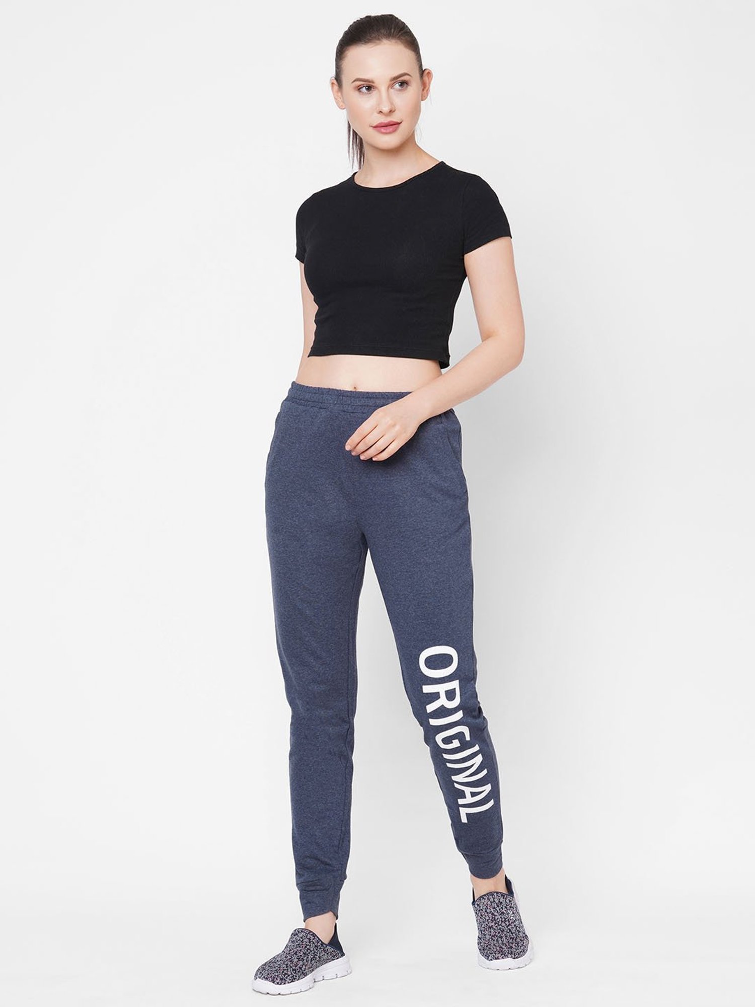 Mystere Paris Navy Graphic Print Joggers