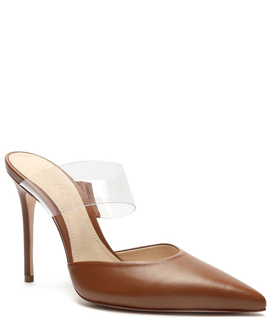Schutz Sionne Clear Vinyl Pointed Toe Mules