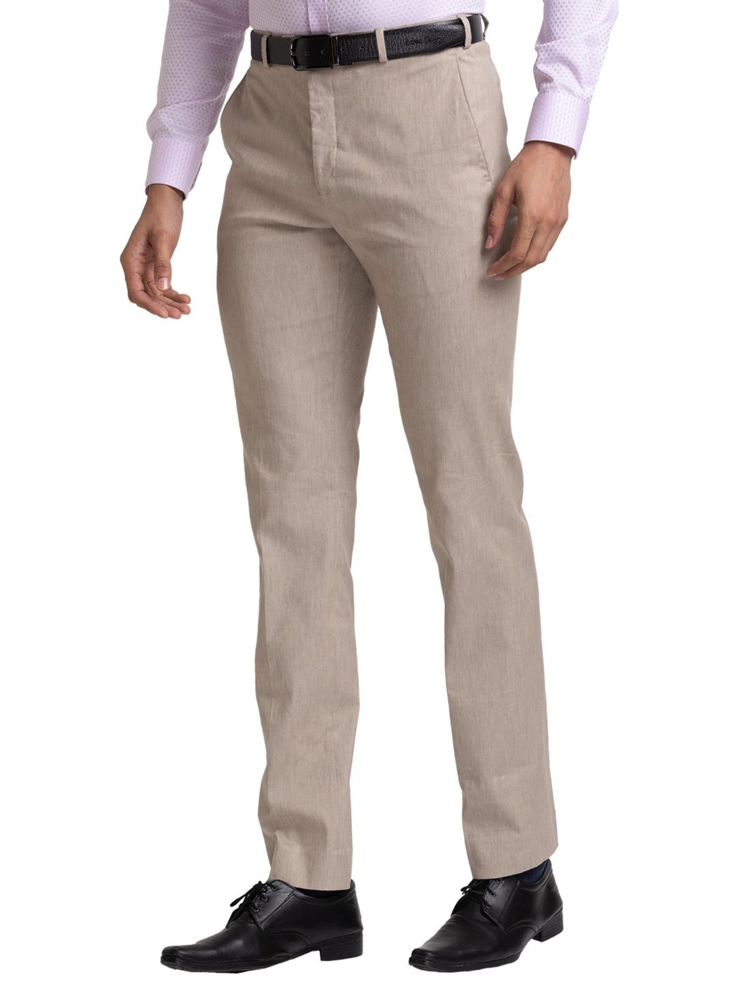 Raymond Beige Contemporary Fit Trousers