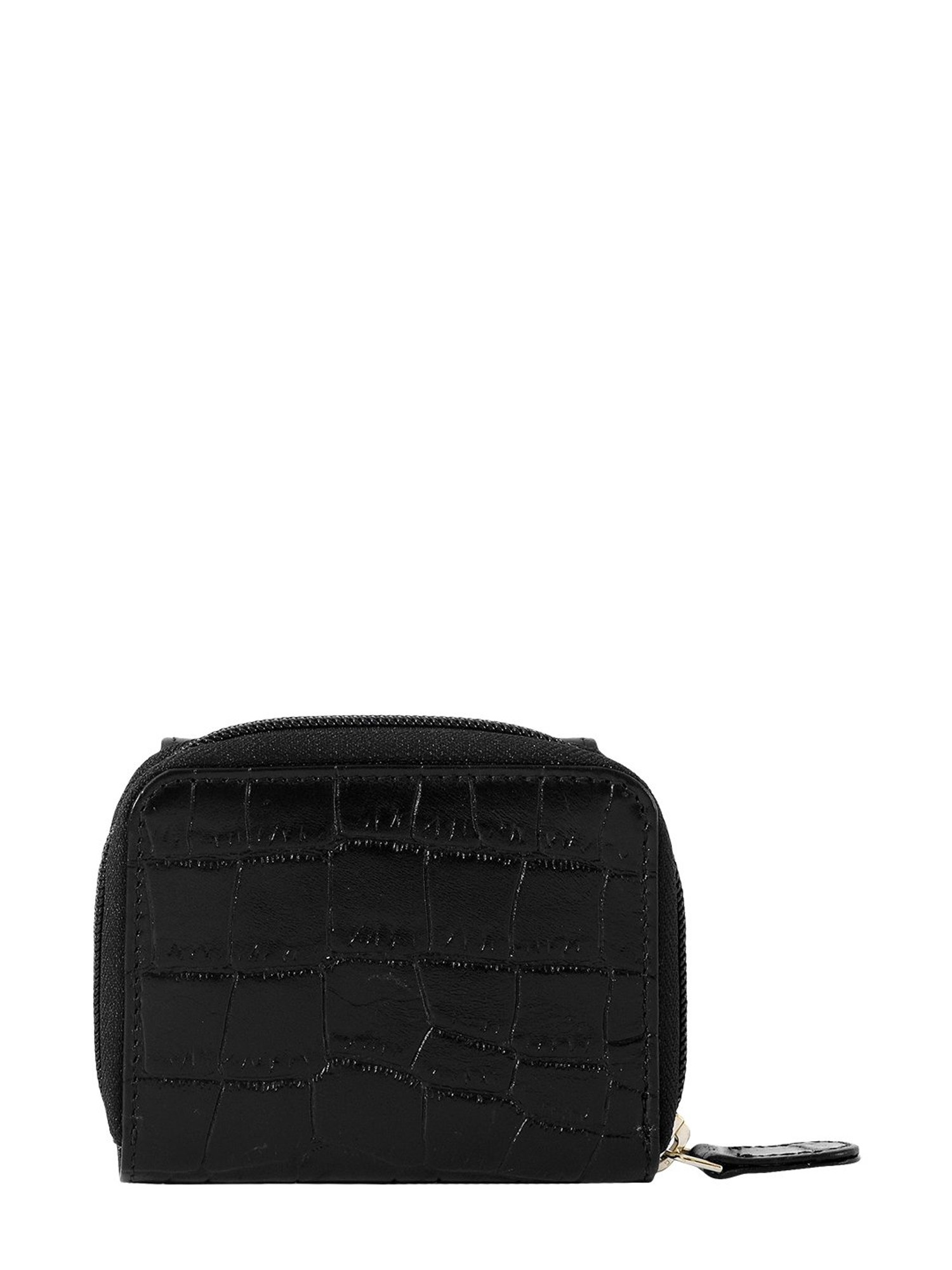 Eske Black Animal Effect Zip Around Wallet for Women