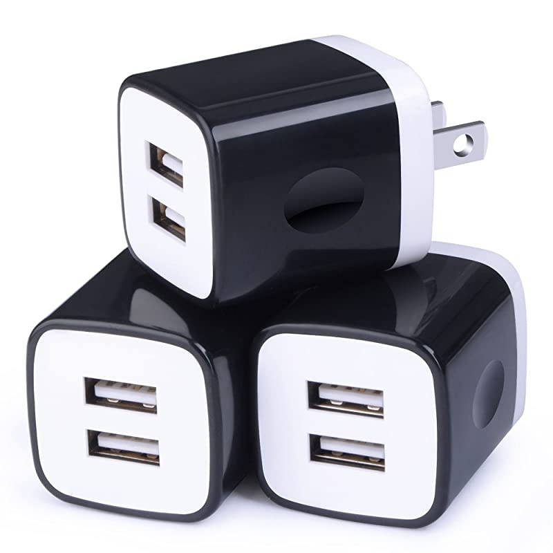 Wall Charger  3Pack Dual Port USB Home Travel Wall Charger Plug Compatible with iPhone X87 Plus6 Plus Tablet Samsung Galaxy S10S10+S9S8 S7 S6 Edge HTC LG Sony and More
