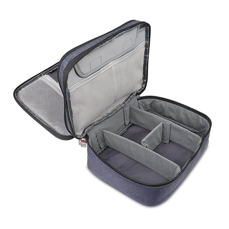 Electronic Organizer Double Layer Travel Accessories Storage Bag for Cord Adapter Battery Camera and Morea Sleeve Pouch for iPad or up to 97 TabletLarge Dark Blue