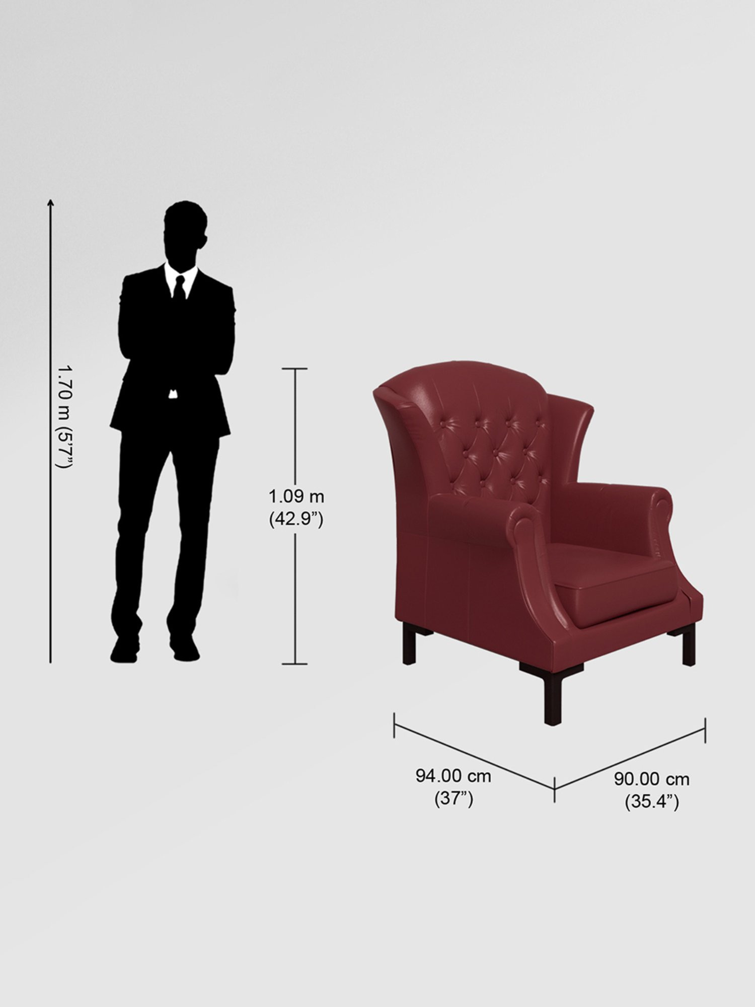 Godrej Interio Majesta Maroon Solid Wood Wing Chair