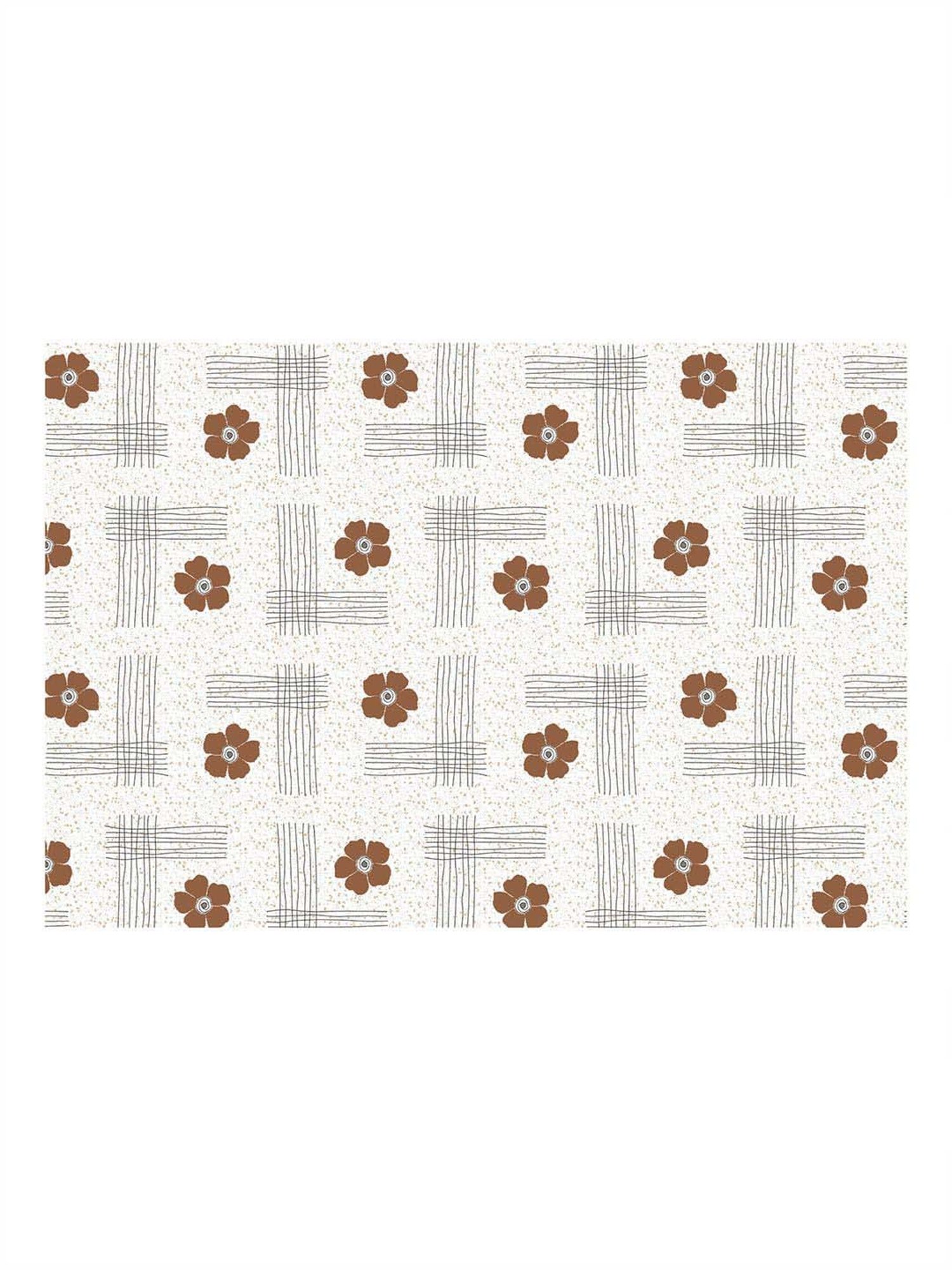 BELLA CASA Genteel Geometric Brown & White 180 TC Cotton King Bedsheet with 2 Pillow Covers