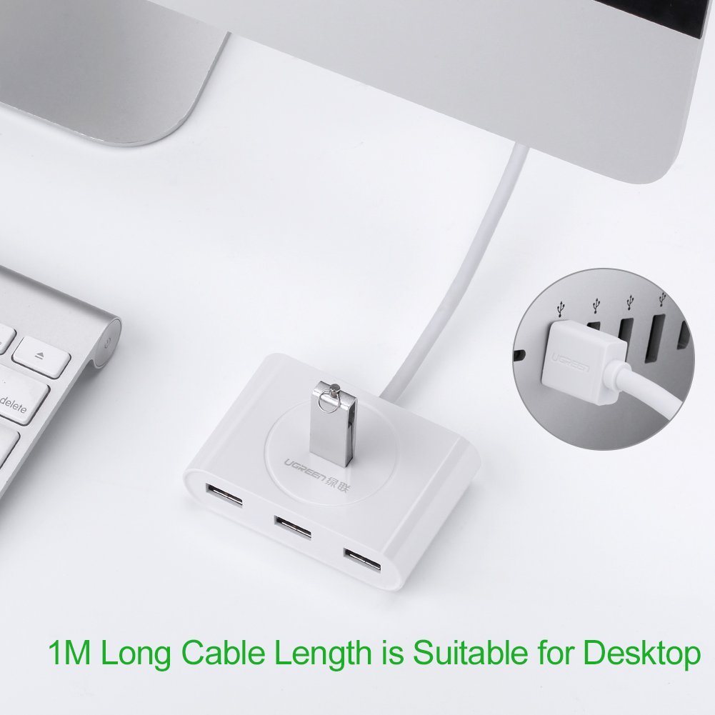 USB 3.0 4 Port Bus-powered Hub with 1m Shielded Cable for iMac, MacBook Pro Air, Raspberry Pi, PCs and Laptops no driver Black