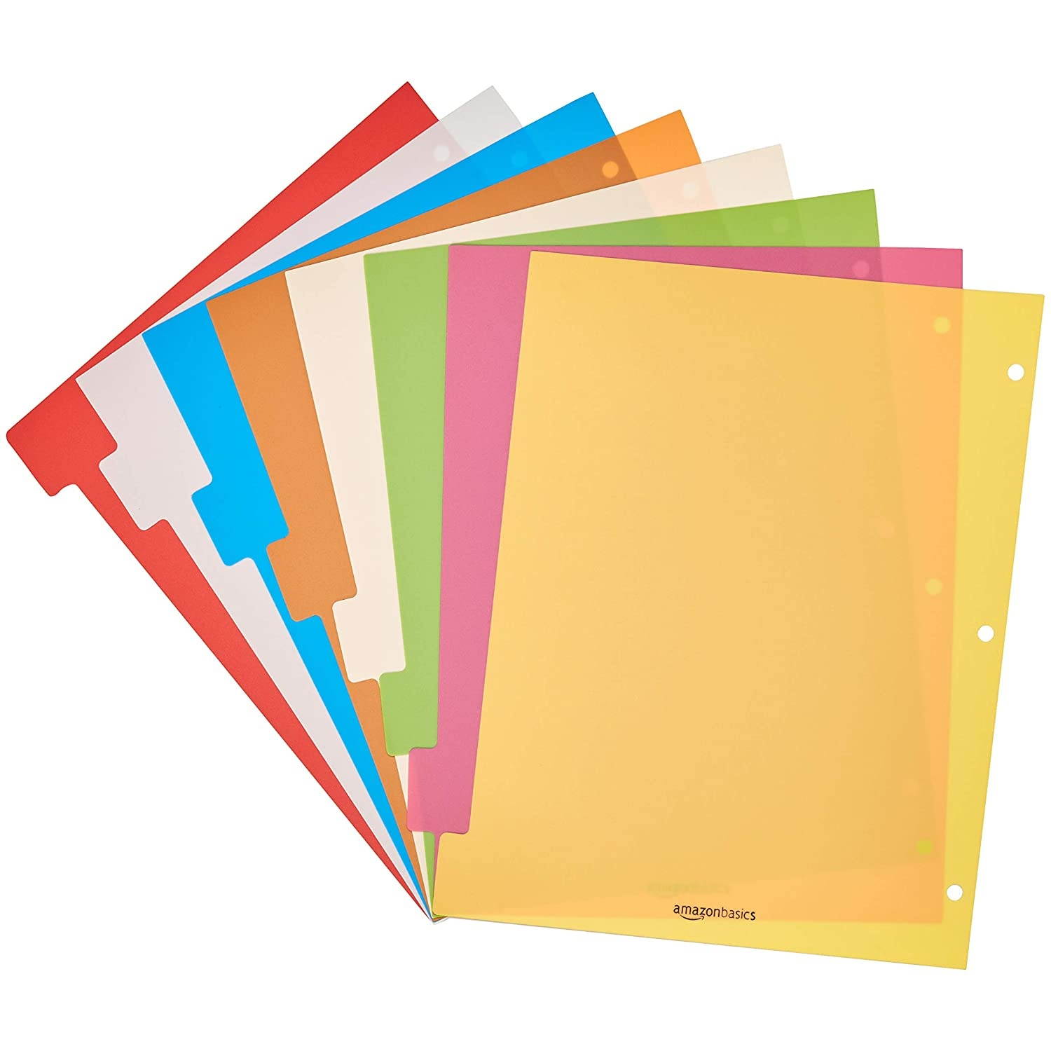 AmazonBasics 3 Ring Binder Dividers with 8 Tabs, Pack of 6 Sets