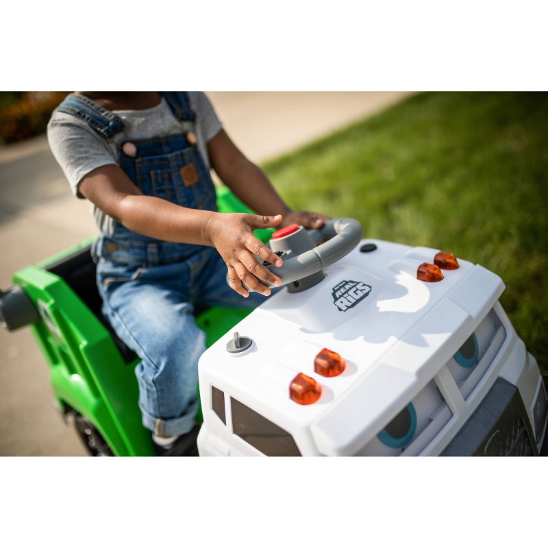 Kid Trax 6V Real Rigs Recycling Truck Interactive Powered Ride-On - Green/White
