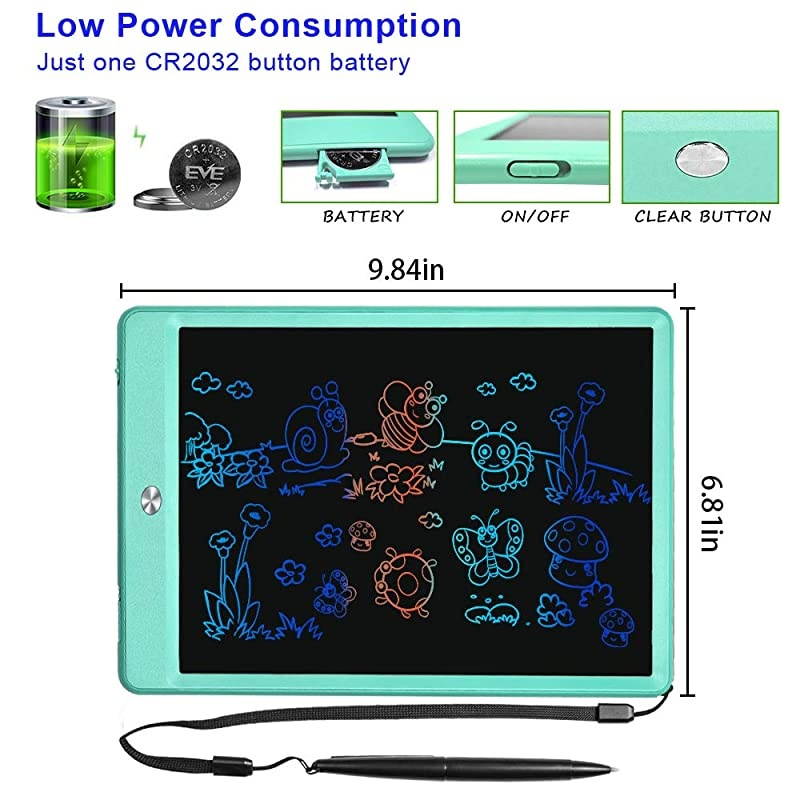 LCD Writing Tablets for Kids 10 inch Colorful Screen Electronic Drawing Pads Writing Board Drawing Tablet Doodle Board Writing TabletsGreen