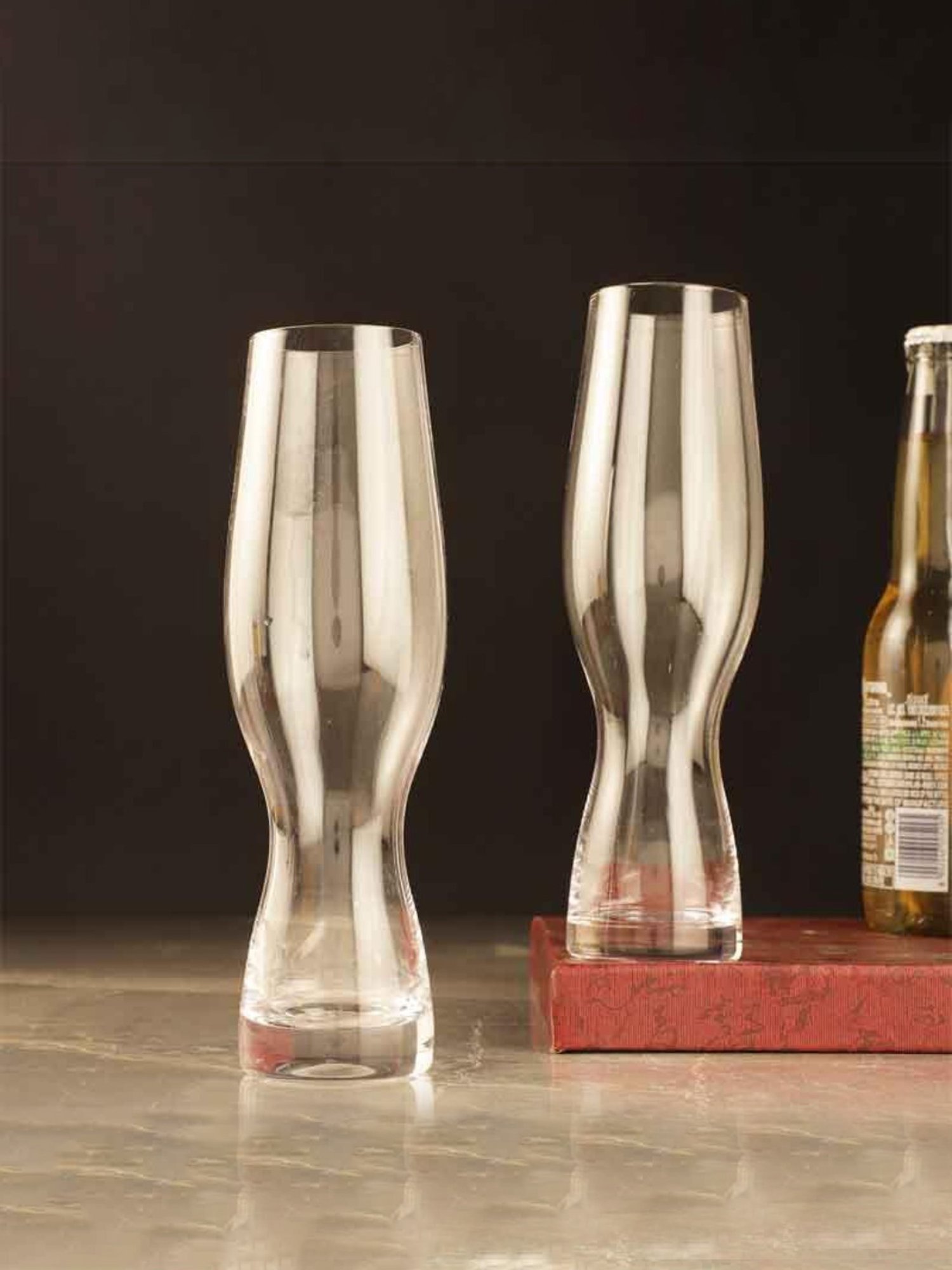 Melbify Craft Transparent Glass Tall Beer Glass (500ml) - Set of 2