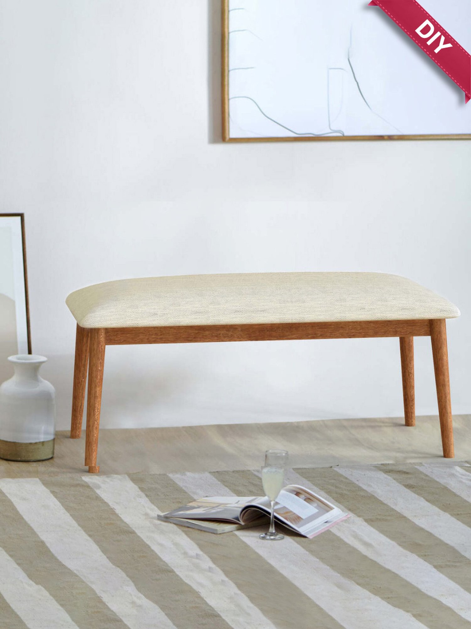 Chumbak Jodhpur Srilanka Solid Ivory Sheesham Wood Bench