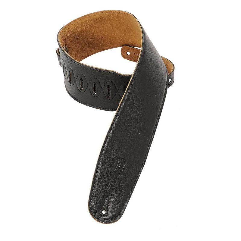 Levy's M4GF-BLK 3.5" Foam Padded Garment Leather Guitar/Bass Strap - Black