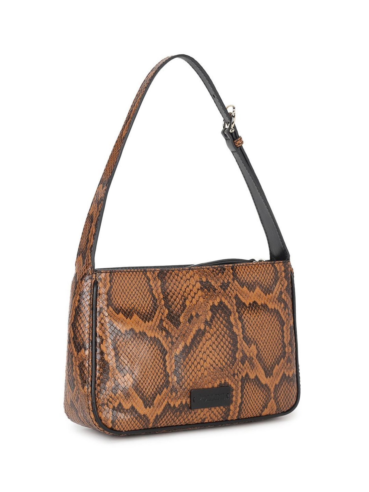 Pollini Brown Soft Animal Effect Medium Shoulder Bag