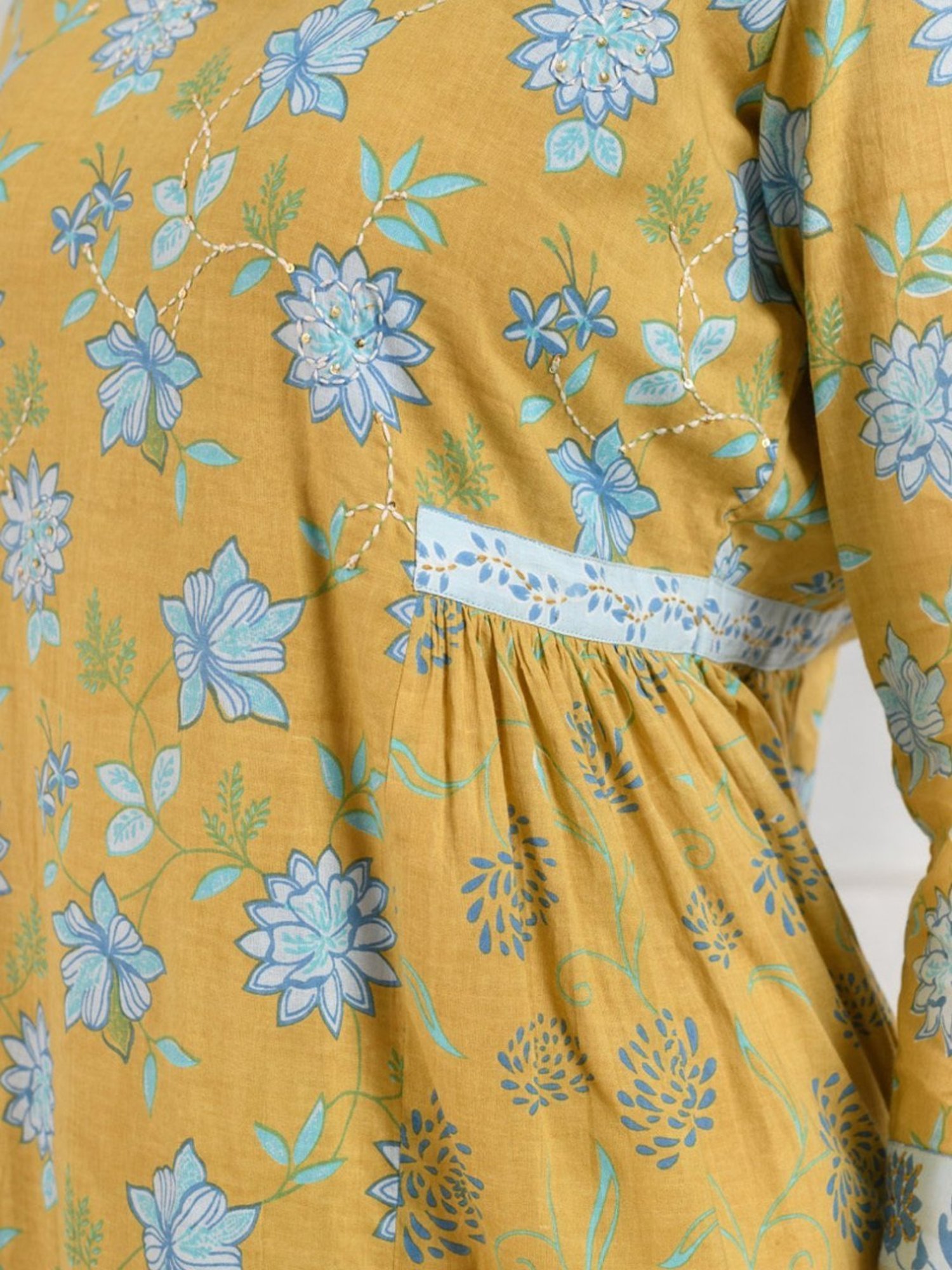 Prakriti Jaipur Mustard Gathered Kurta