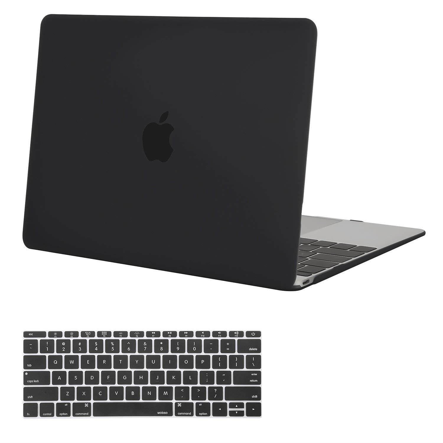 MOSISO Plastic Hard Shell Case & Keyboard Cover Compatible MacBook 12 Inch Retina Display Model A1534 (Newest Version 2017/2016/2015), Black