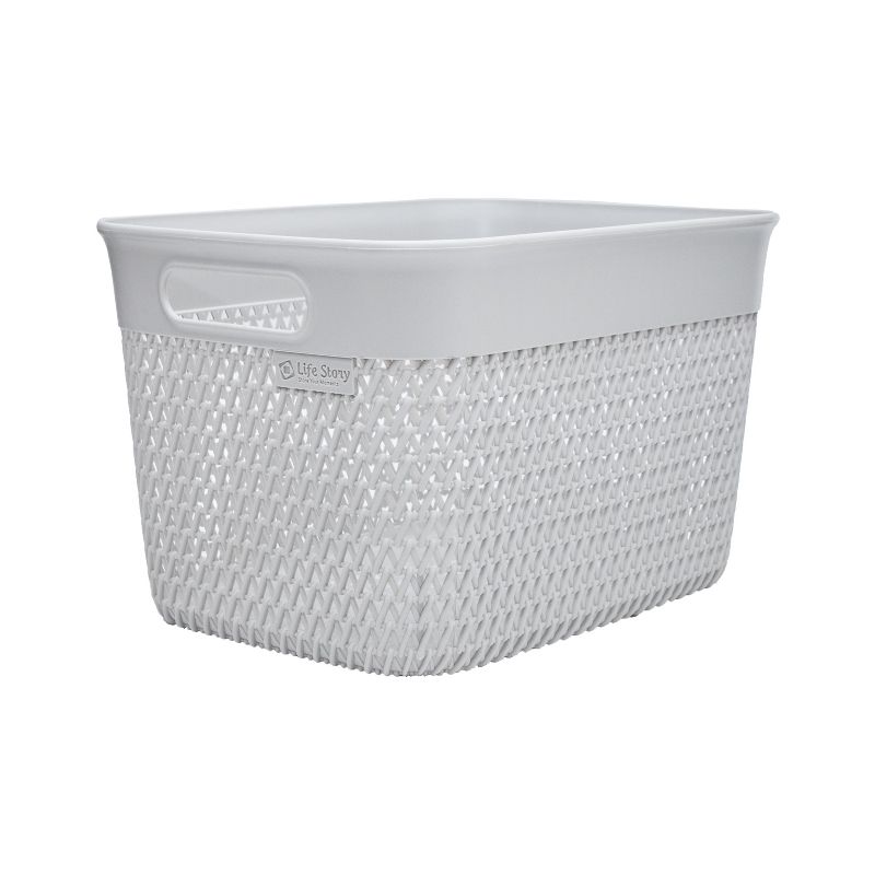 Life Story Lightweight Heavy Duty Storage Woven Basket 16 Quarts, Grey (4 Pack)