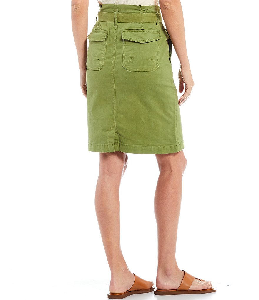 Gibson & Latimer Belted Stretch Twill High Rise Utility Skirt