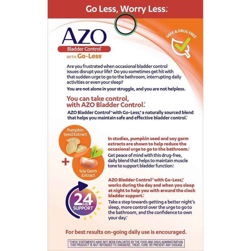 AZO Bladder Control with Go-Less, Helps Reduce Occasional Urgency - 54ct
