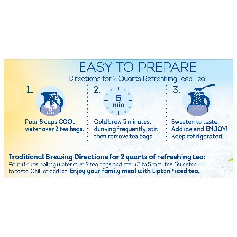 Lipton Cold Brew Family Size Black Iced Tea Bags - 22ct