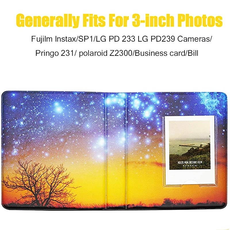 2x3 Inch Photo Paper Film Album Set for Fujifilm Instax Mini Camera Polaroid Snap Z2300 SocialMatic Instant Cameras Zip Instant Printer Starry Sky2 64 Pockets