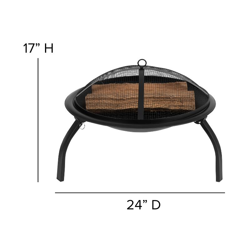Emma and Oliver 22.5" Foldable Outdoor Wood Burning Portable Firepit with Mesh Spark screen and Poker