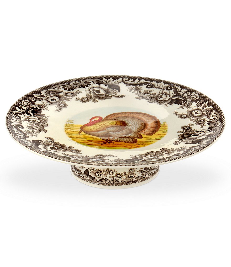 Spode Woodland Turkey Footed Cake Plate
