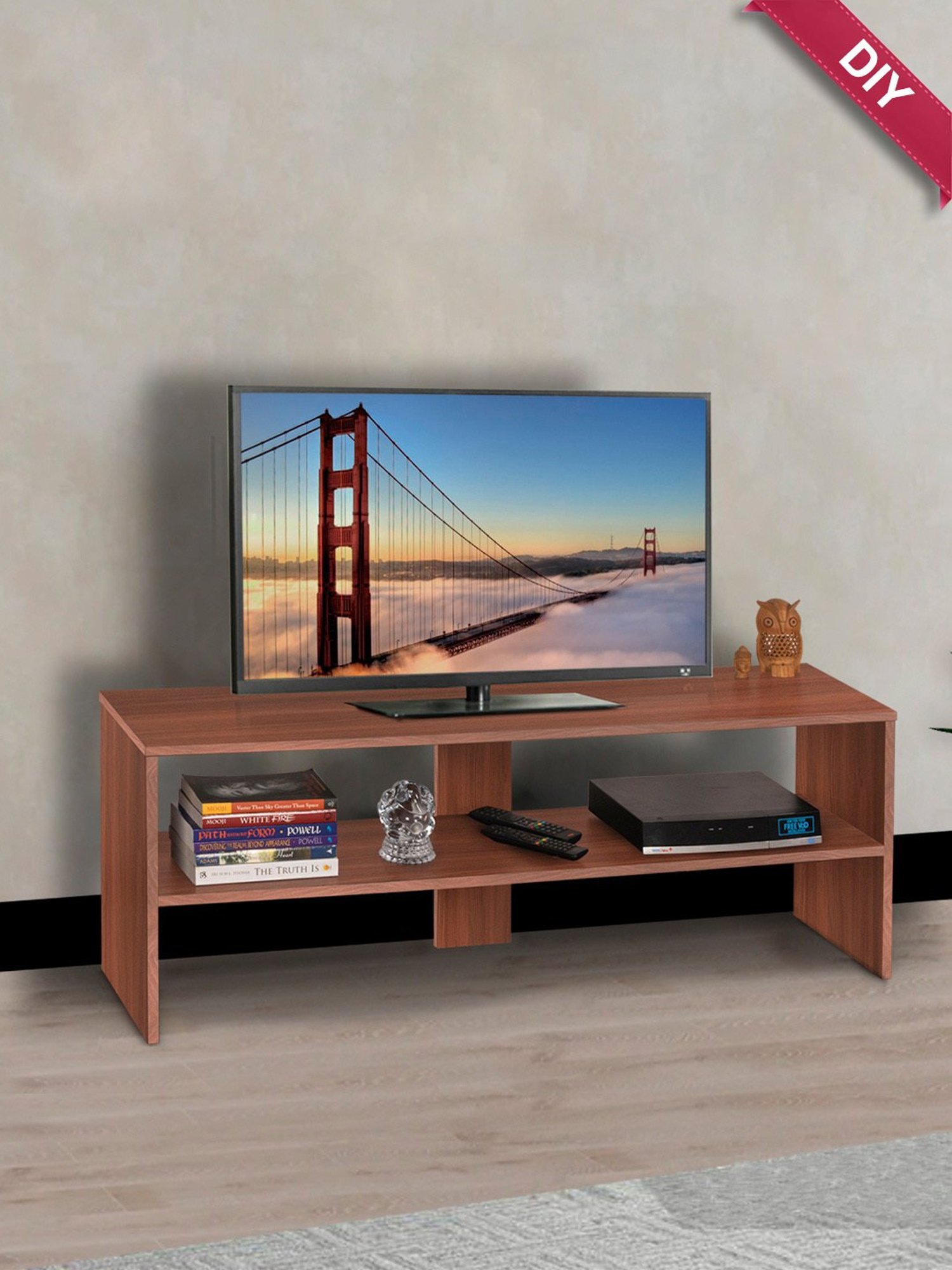 Delite Kom Flex Flowery Wenge & Acacia Dark Engineered Wood TV Entertainment Unit