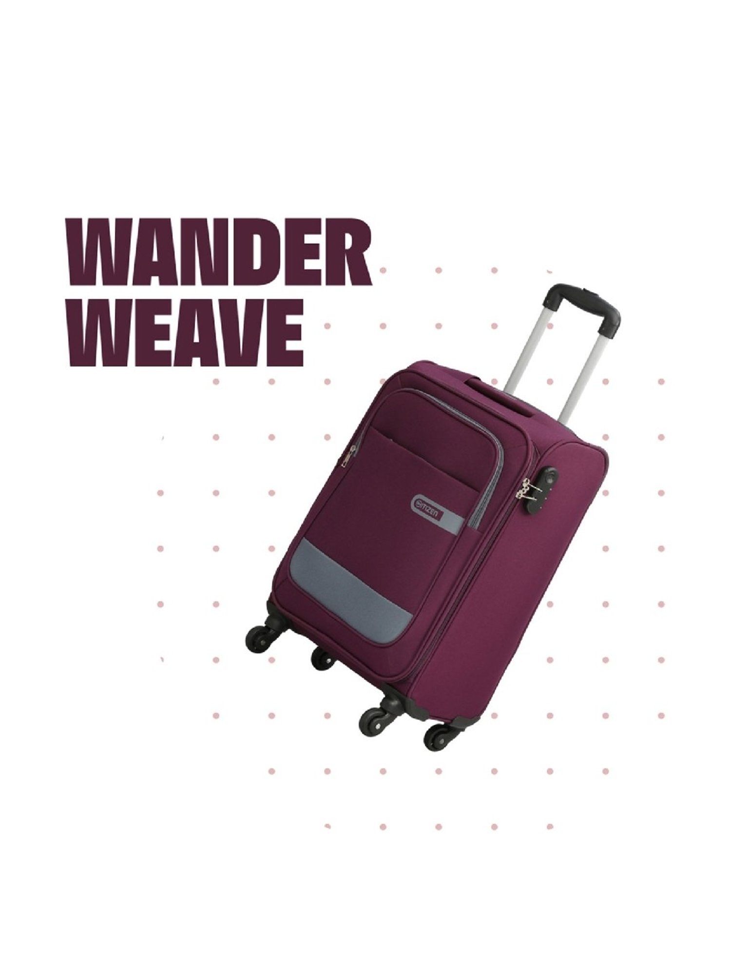 Citizen Wander Weave Purple Color Block Soft Cabin Trolley Bag - 58 Cms