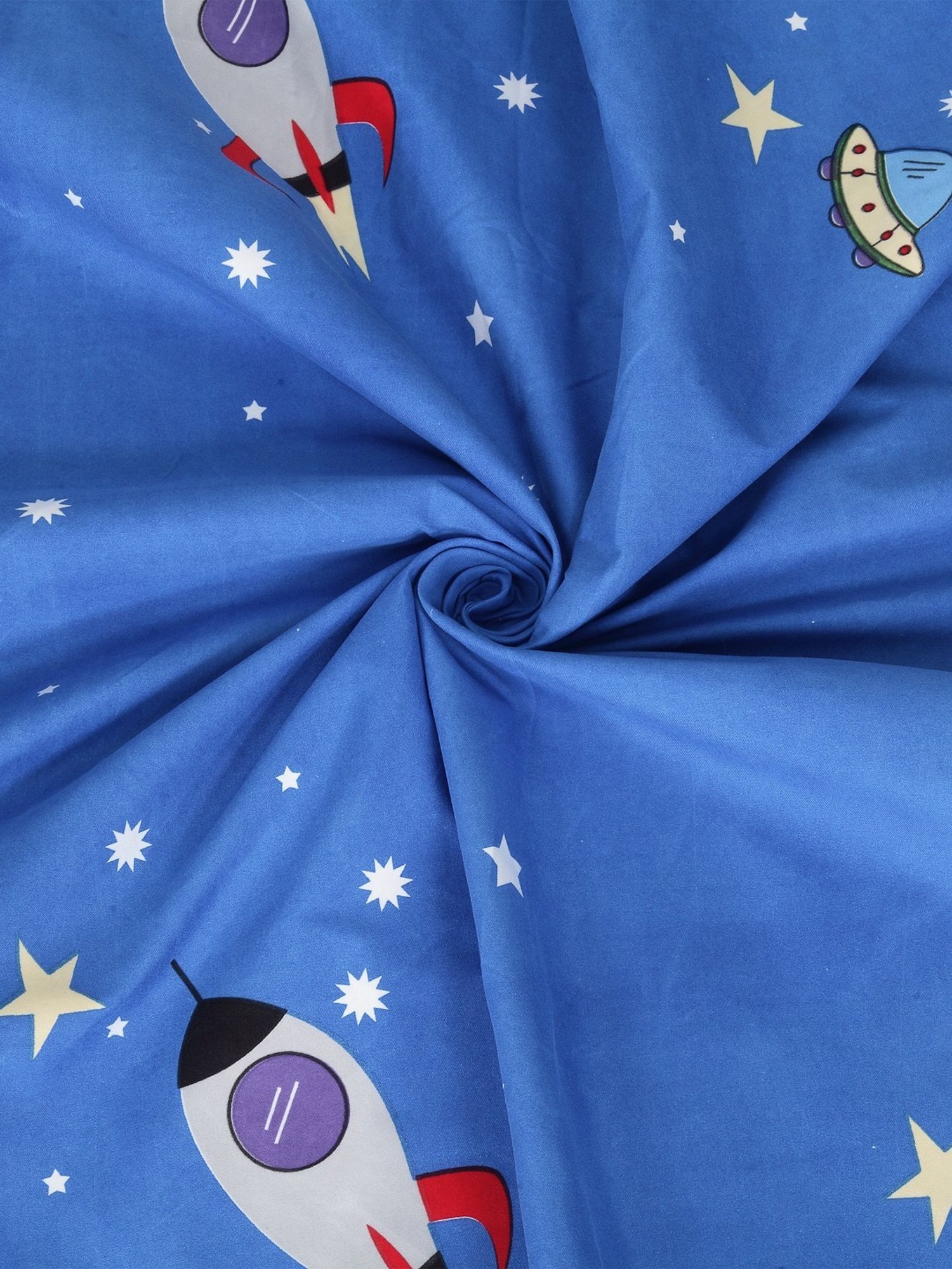 Klotthe Printed Sky Blue 210 TC Cotton Blend King 2 Bed Sheets with 4 Pillow Covers