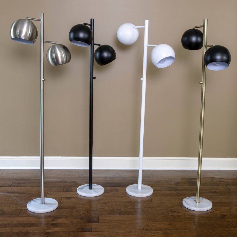 62" 2 Light Marble Morris Base Floor Lamp Brass - Decor Therapy