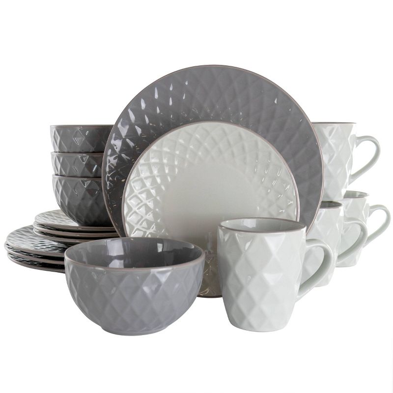 16pc Stoneware Tahitian Diamond Dinnerware Set - Elama