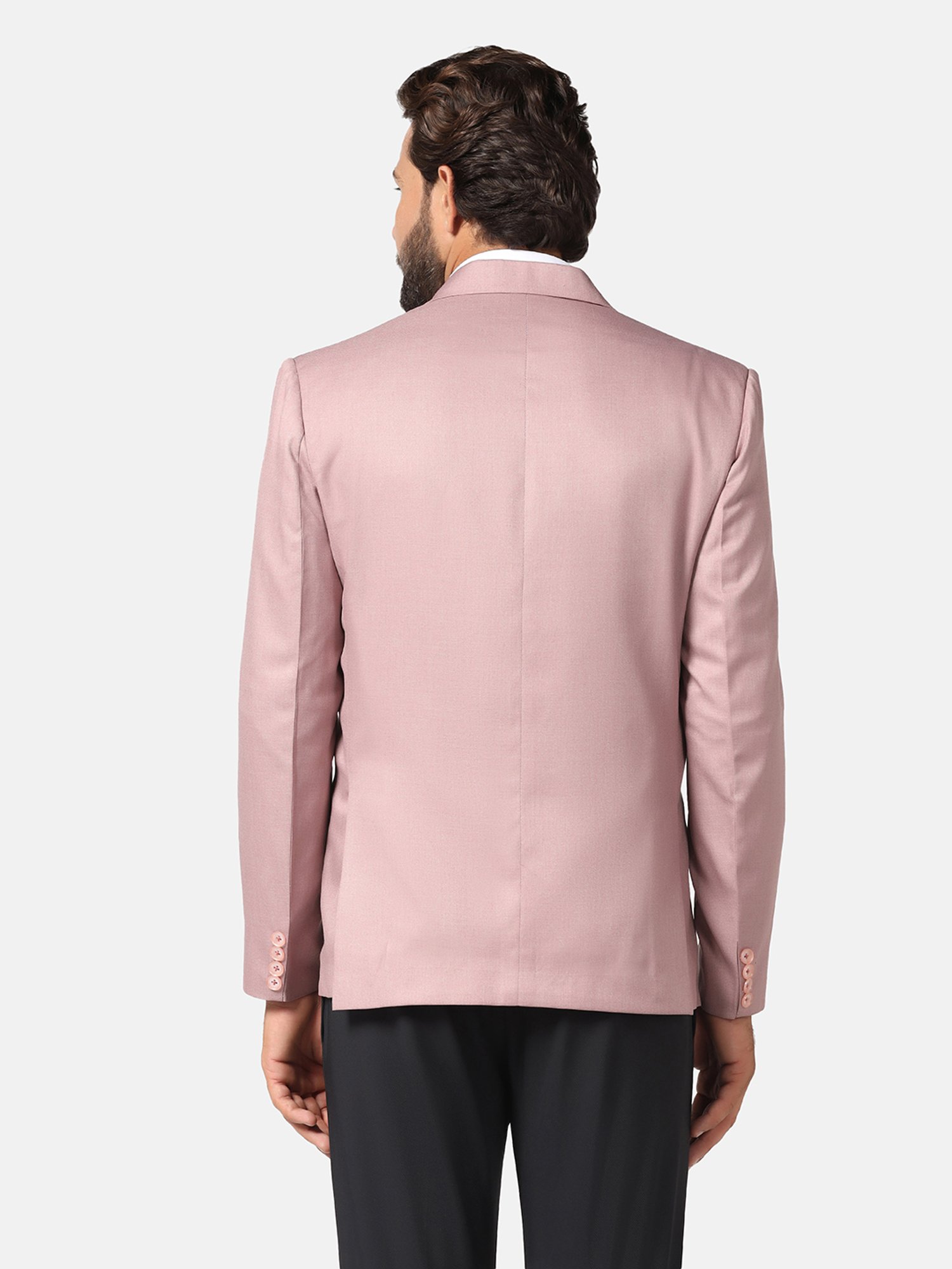 TAHVO Pink Slim Fit Notch Lapel Blazer
