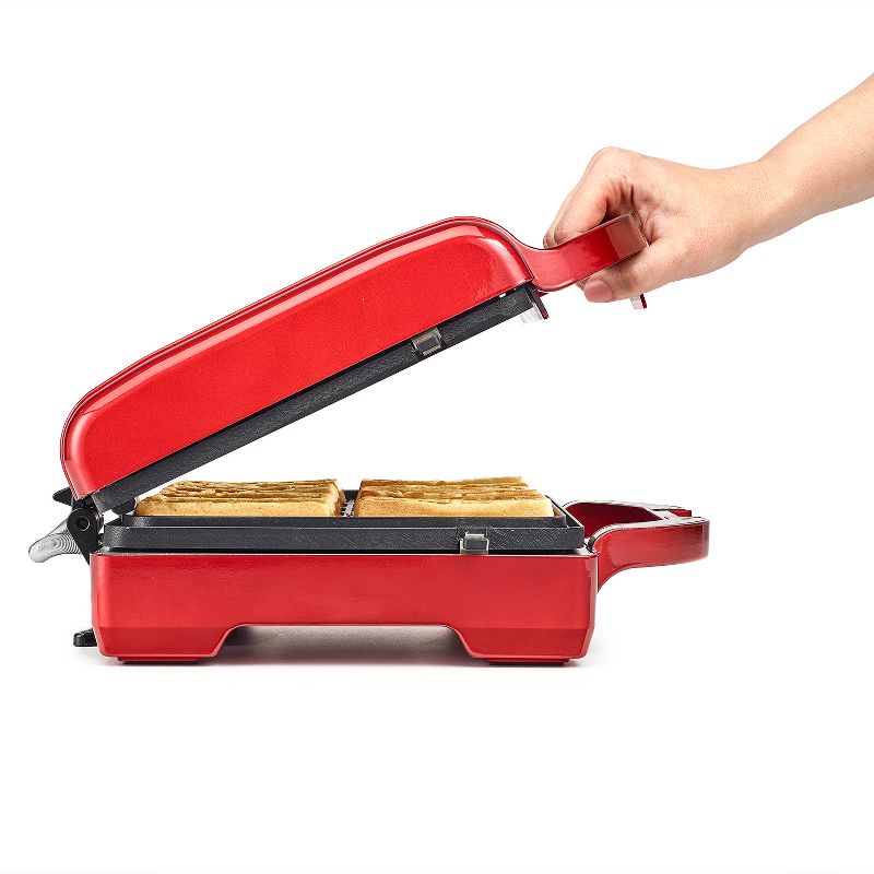 Throwback 60047 Multi Functional 3-in-1 Donut, Cupcake, and Waffle Stick Mini Treat Baker with 6 Detachable Nonstick Cooking Plates, Red