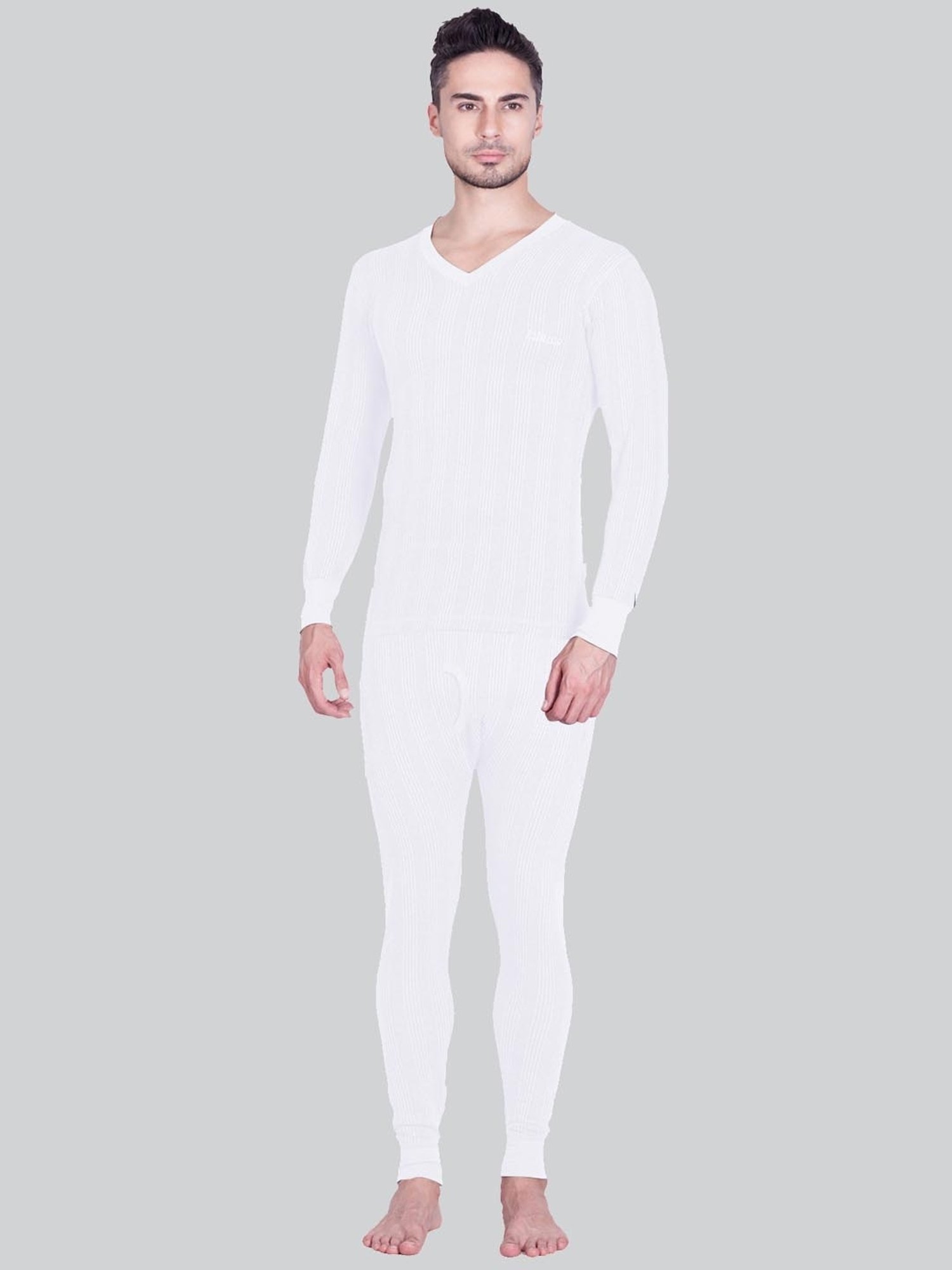 LUX Inferno White Skinny Fit Striped Thermal Set