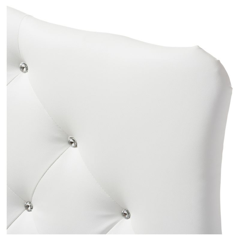 Myra Modern And Contemporary Faux Leather Upholstered Button - Tufted Scalloped Headboard - Twin - White - Baxton Studio