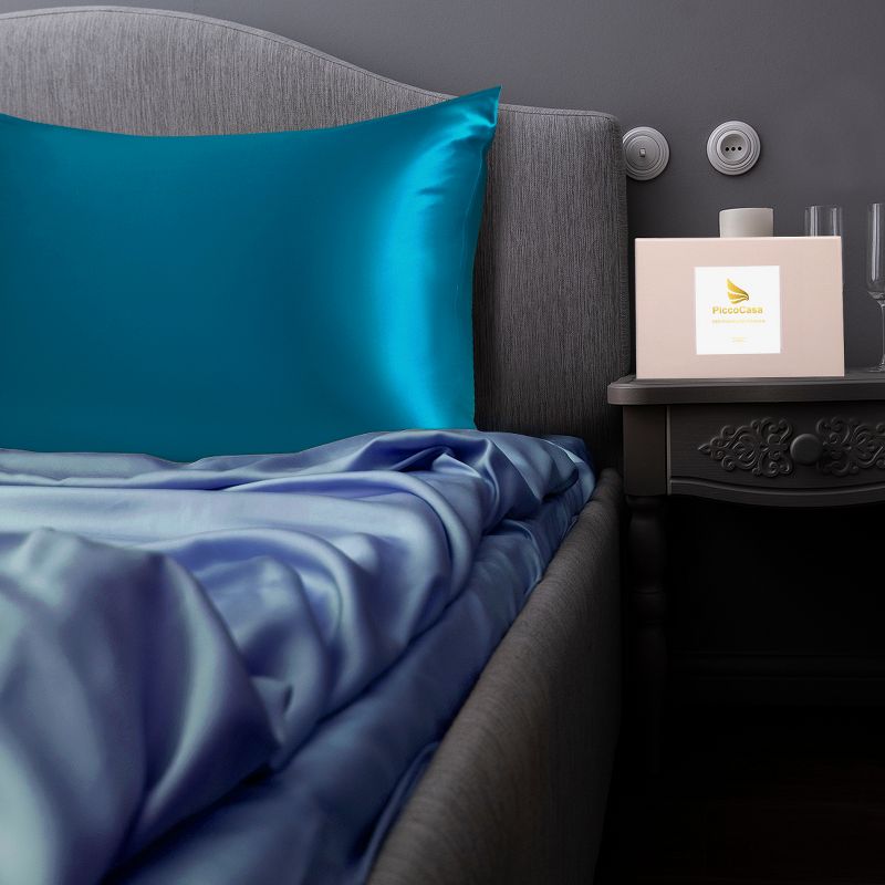 1 Pc 20&rdquo; x 30" Silk for Facial Beauty and Hair Pillow Case Black - PiccoCasa