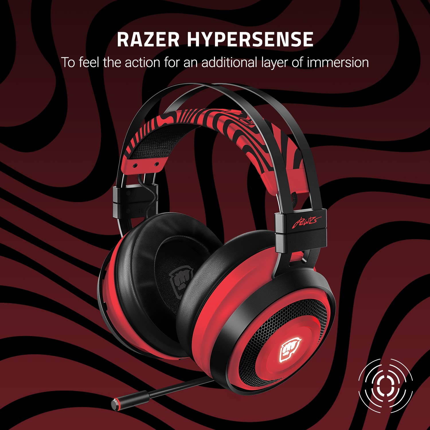 Razer Nari Ultimate Wireless 7.1 Surround Sound Gaming Headset: THX Audio & Haptic Feedback - Auto-Adjust Headband - Chroma RGB - Retractable Mic - for PC, PS4 - Pewdiepie Edition