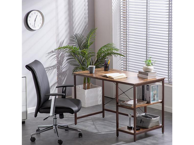 Home Office Computer Desk, 47 inch Sturdy Writing Desk with 2-Tier Storage Shelves, Modern Simple Style PC Desk, for Home, Office, Study Room, Bedroom,GT182