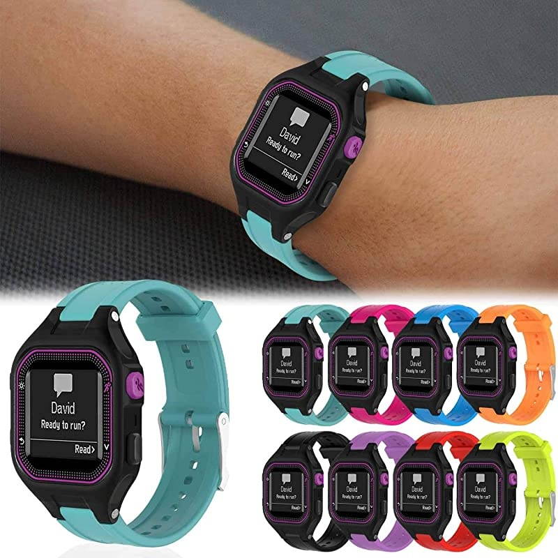 Bands Compatible with Garmin Forerunner 25 Soft Silicone Replacement Watch Band Strap for Garmin Forerunner 25 GPS Running Watch STeal Small