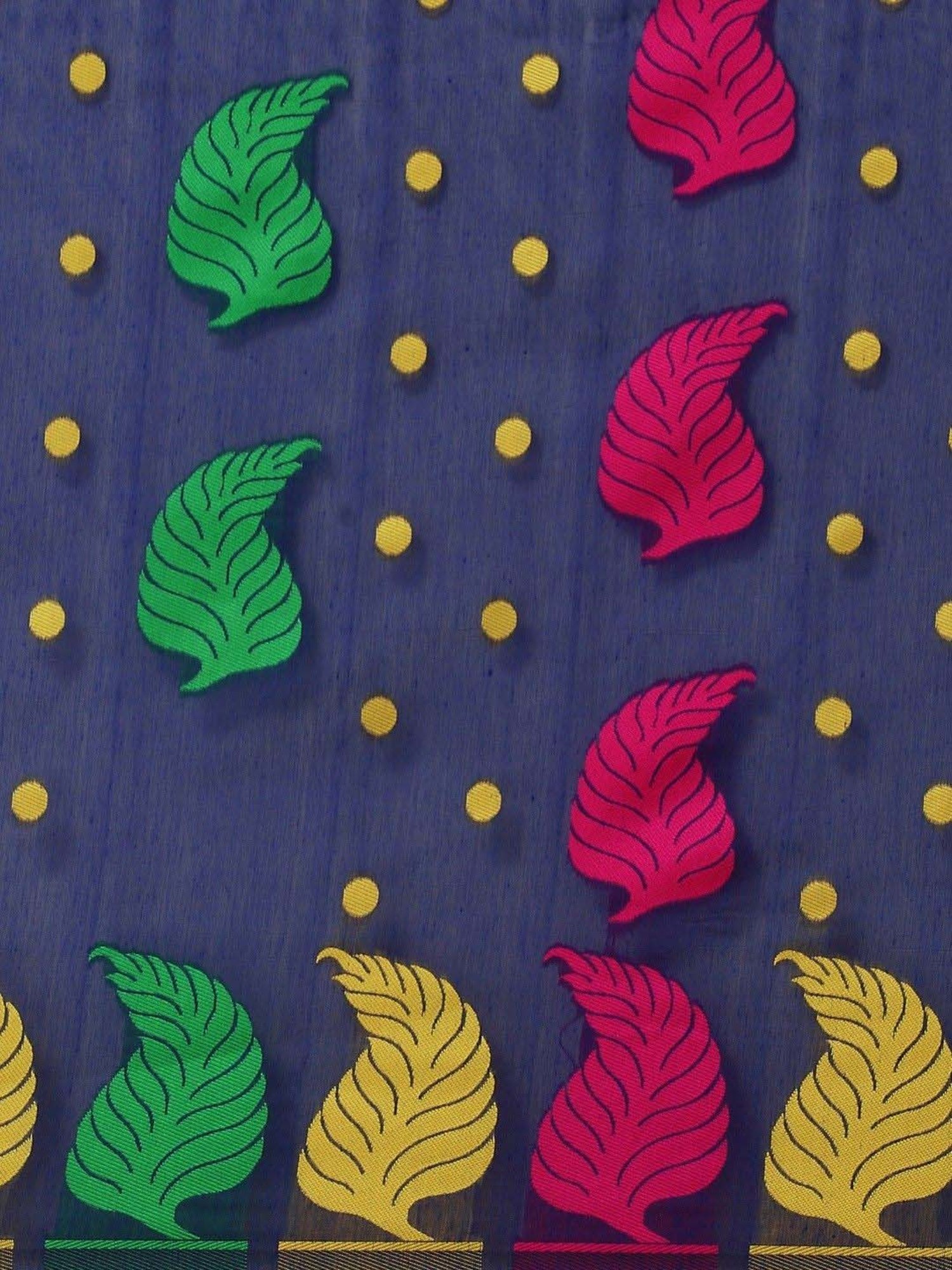 Silk Land Navy Woven Saree With Unstitched Blouse