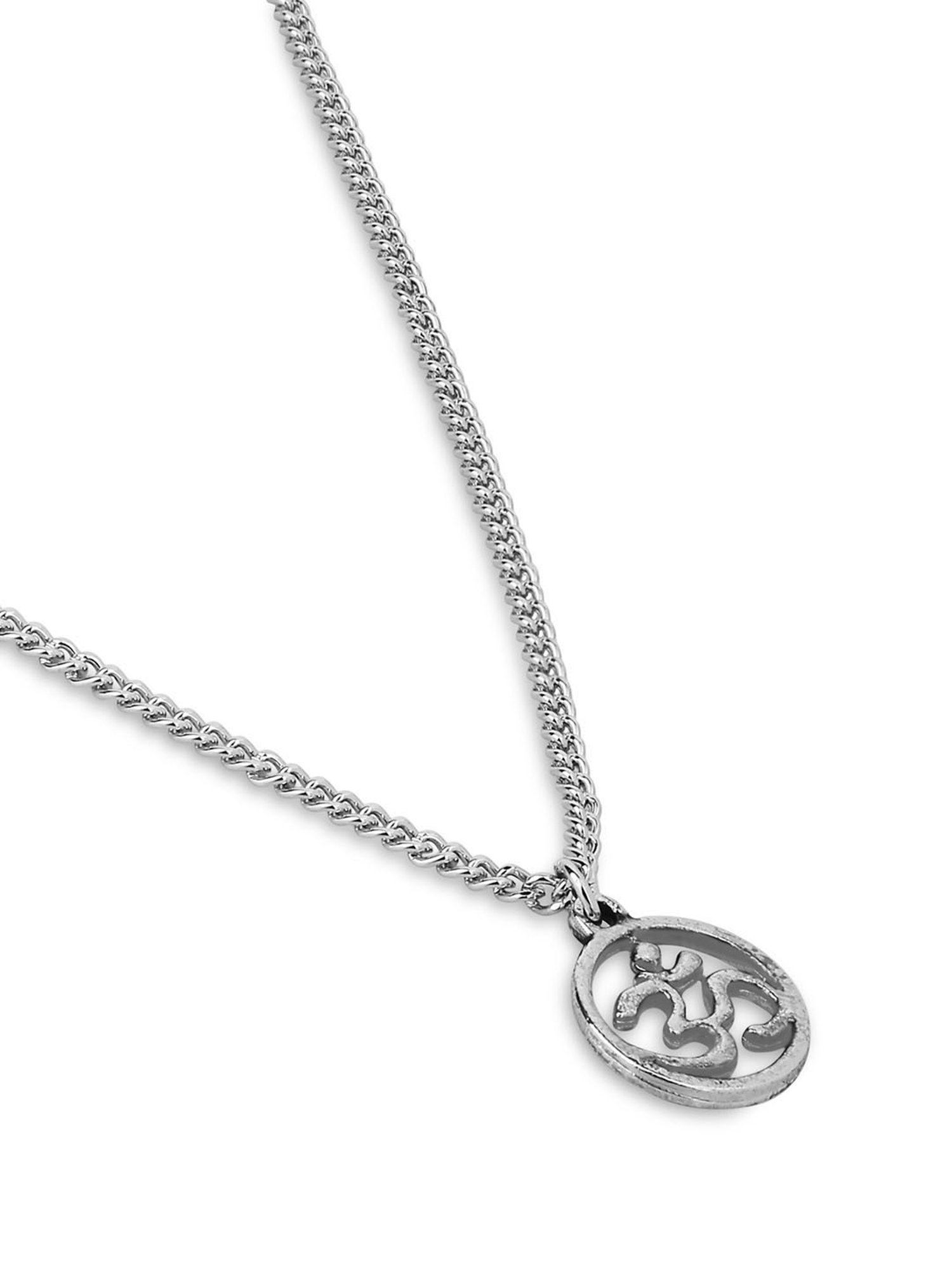 The Bro Code Silver-Plated OM Charm Pendant Necklace For Men