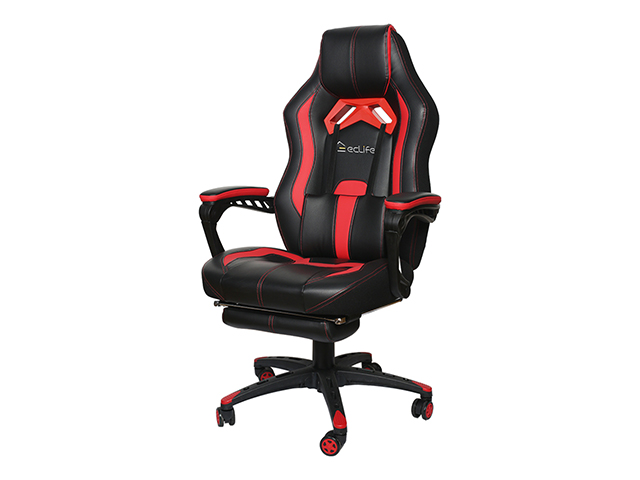 Gaming Chair Office Chair PC Chair with Massage Lumbar Support, Vantage Style PU Leather High Back Adjustable Swivel Task Chair with Footrest,Blue,GC26