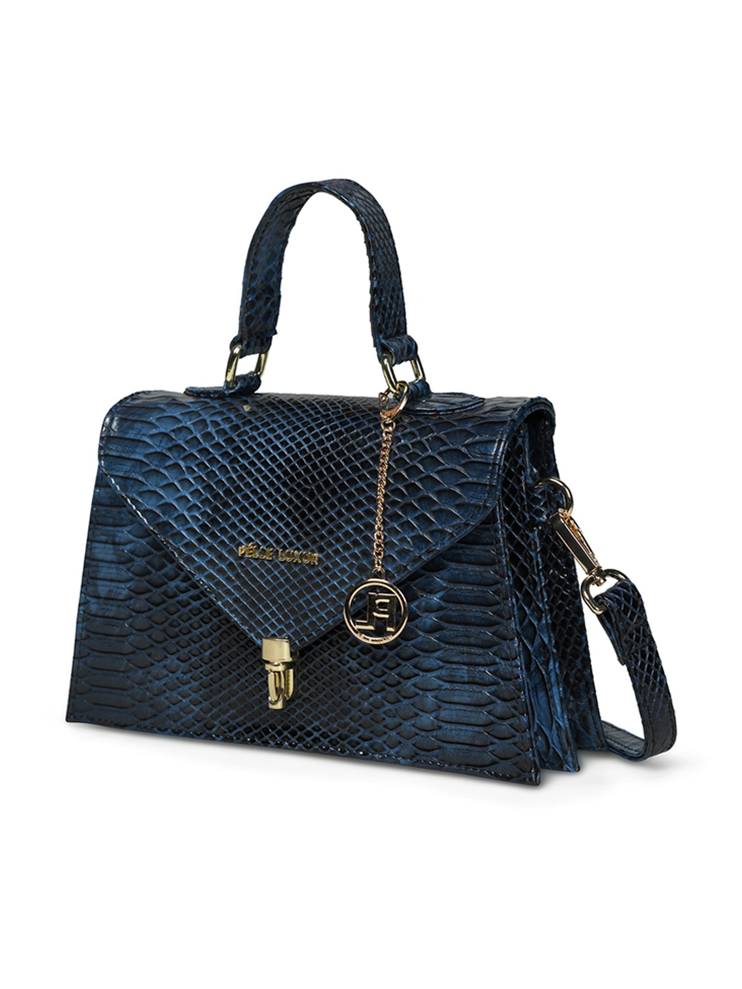PELLE LUXUR Blue Animal Effect Medium Satchel