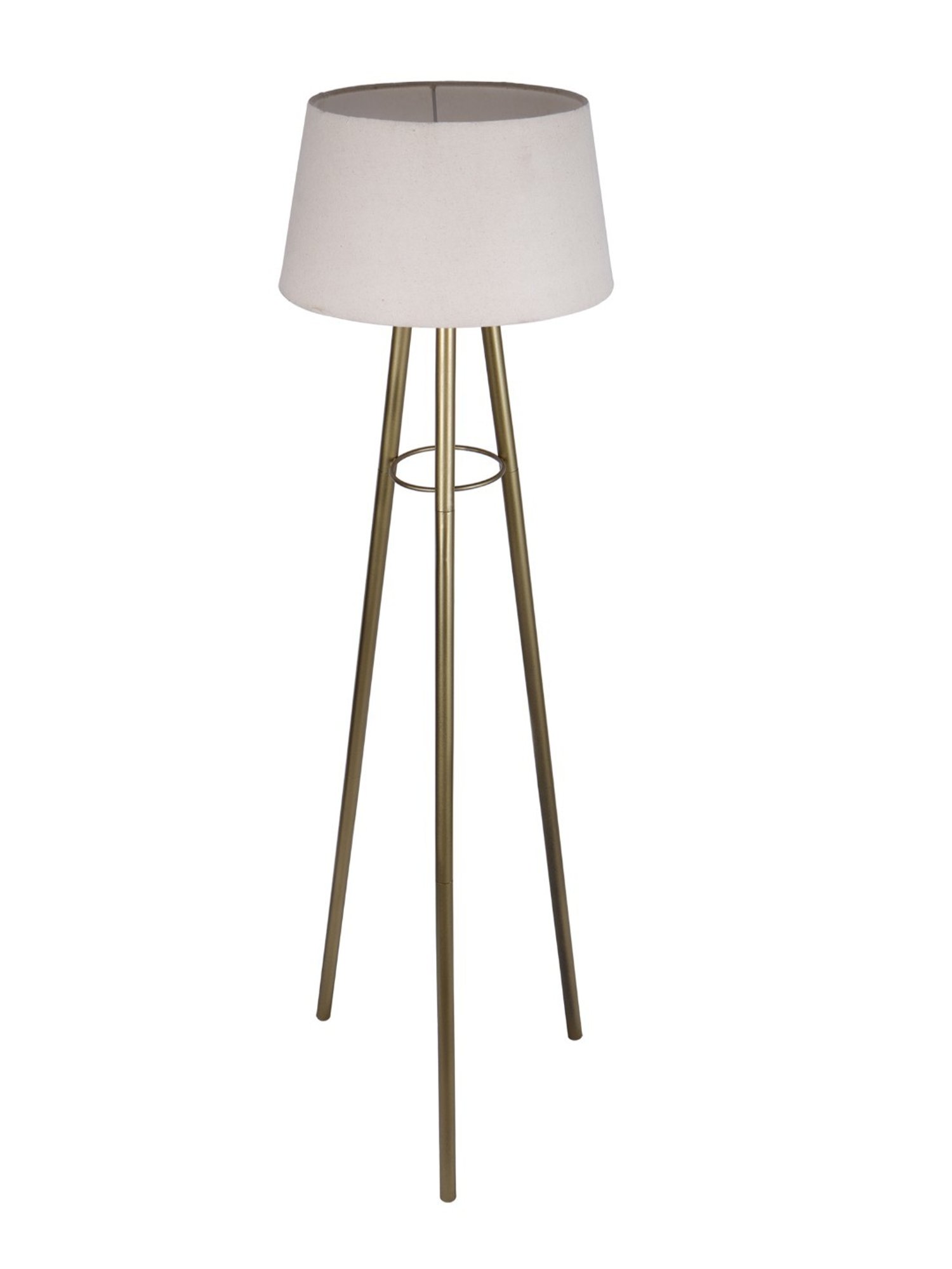 Homesake Cream & Golden Metal Standing Floor Lamp with Bulb and Floor Switch (Iron Legs)