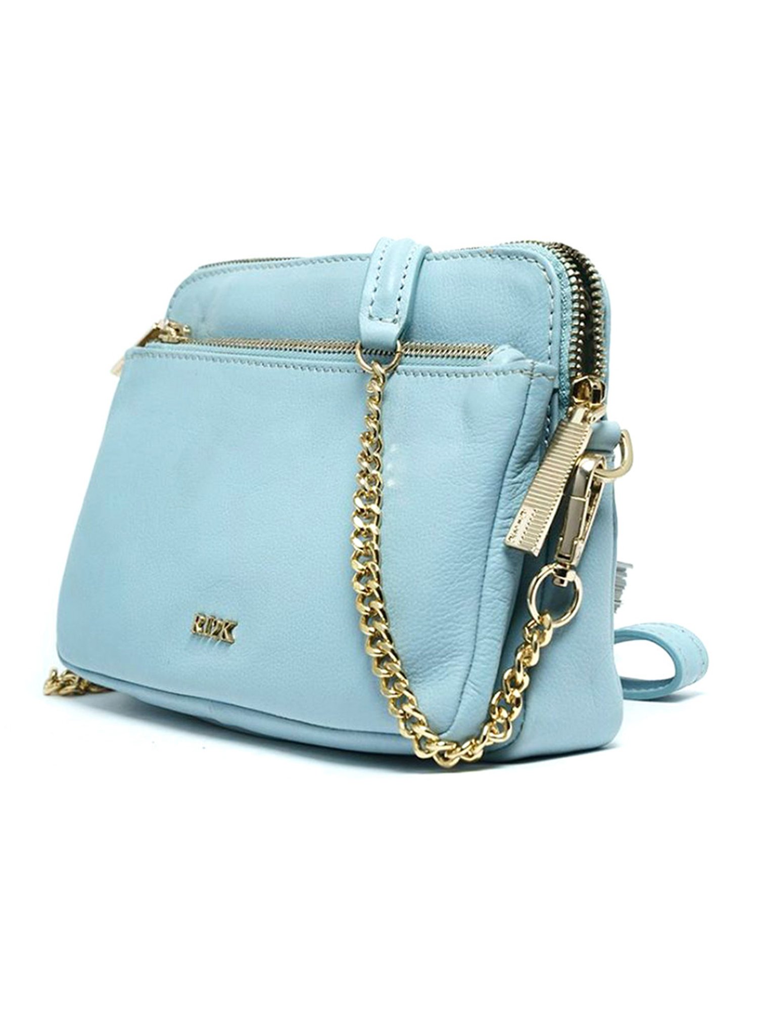 RI2K London Light Blue Leather Small Cross Body Bag